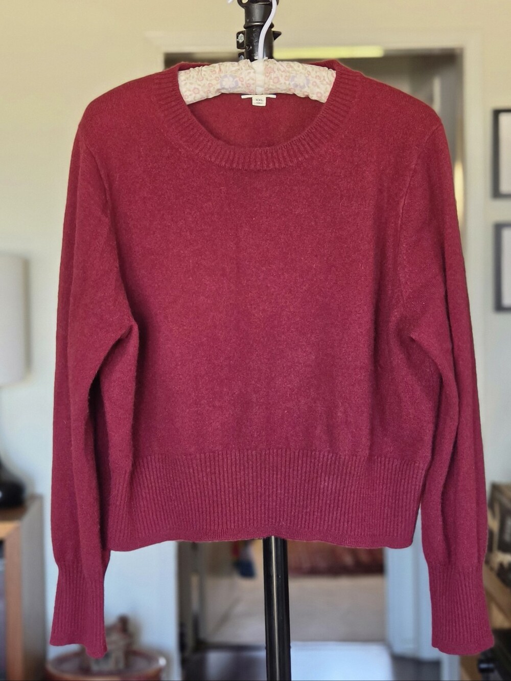 J. Crew Women’s Cashmere Classic Fit Crewneck Sweater in Raspberry Bordeaux